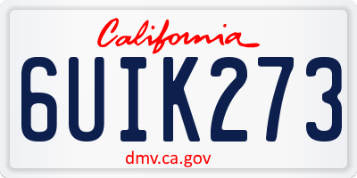 CA license plate 6UIK273