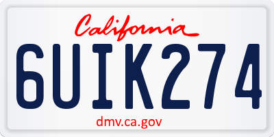 CA license plate 6UIK274