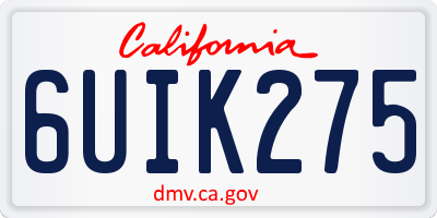 CA license plate 6UIK275