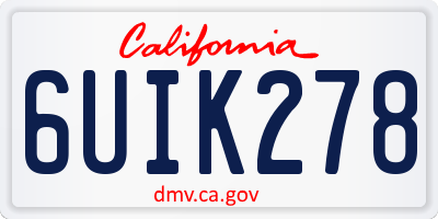 CA license plate 6UIK278
