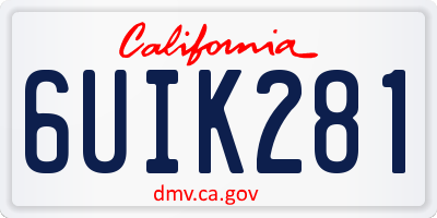 CA license plate 6UIK281