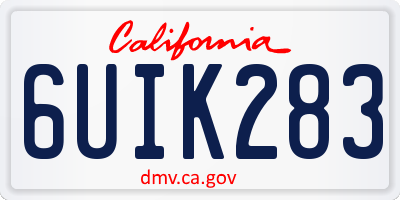 CA license plate 6UIK283