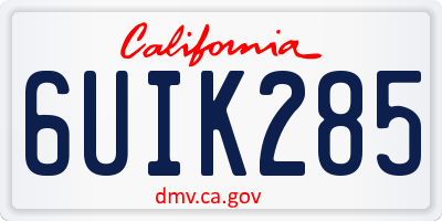 CA license plate 6UIK285