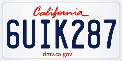 CA license plate 6UIK287