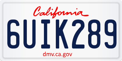 CA license plate 6UIK289
