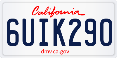 CA license plate 6UIK290