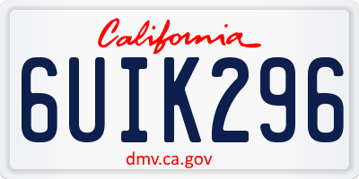 CA license plate 6UIK296