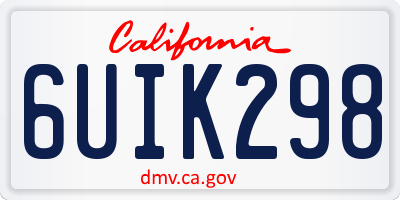 CA license plate 6UIK298