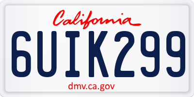 CA license plate 6UIK299