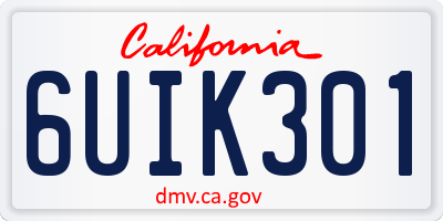 CA license plate 6UIK301