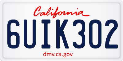 CA license plate 6UIK302