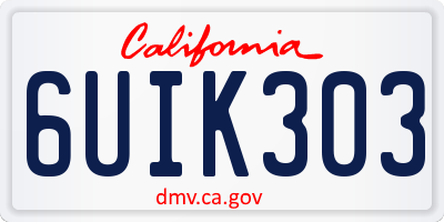 CA license plate 6UIK303