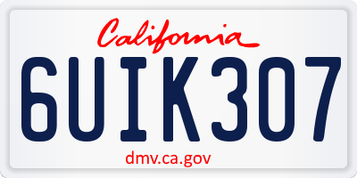 CA license plate 6UIK307