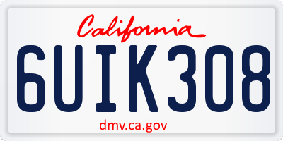 CA license plate 6UIK308