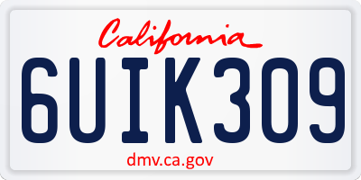 CA license plate 6UIK309