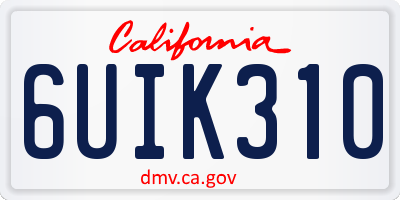 CA license plate 6UIK310