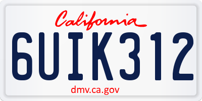 CA license plate 6UIK312