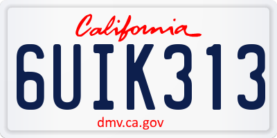 CA license plate 6UIK313