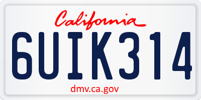 CA license plate 6UIK314