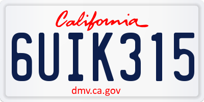 CA license plate 6UIK315