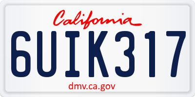 CA license plate 6UIK317