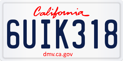 CA license plate 6UIK318
