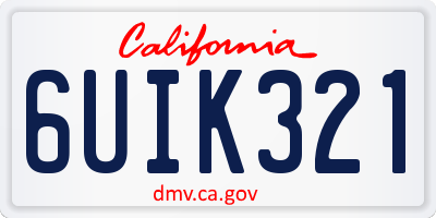 CA license plate 6UIK321