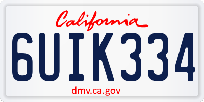 CA license plate 6UIK334
