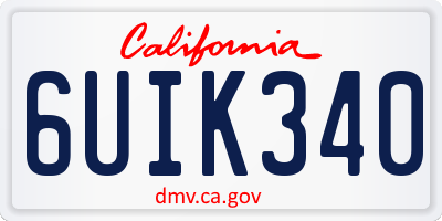 CA license plate 6UIK340