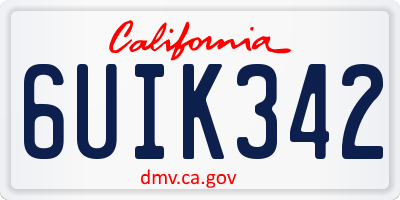 CA license plate 6UIK342