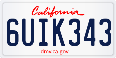 CA license plate 6UIK343