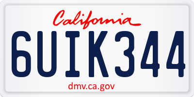 CA license plate 6UIK344
