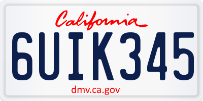 CA license plate 6UIK345