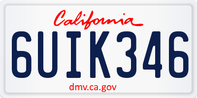 CA license plate 6UIK346