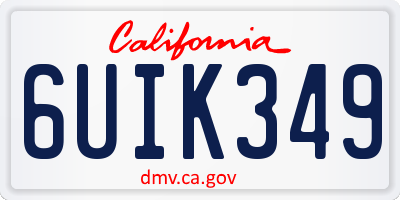 CA license plate 6UIK349