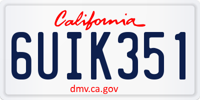 CA license plate 6UIK351