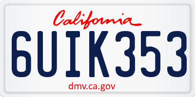 CA license plate 6UIK353