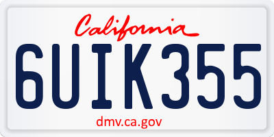 CA license plate 6UIK355