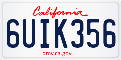 CA license plate 6UIK356