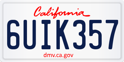 CA license plate 6UIK357
