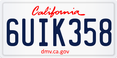 CA license plate 6UIK358