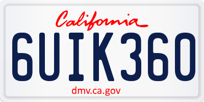 CA license plate 6UIK360