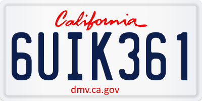 CA license plate 6UIK361