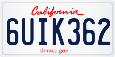 CA license plate 6UIK362