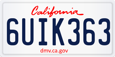 CA license plate 6UIK363
