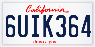 CA license plate 6UIK364