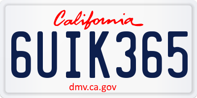 CA license plate 6UIK365