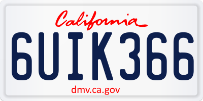CA license plate 6UIK366