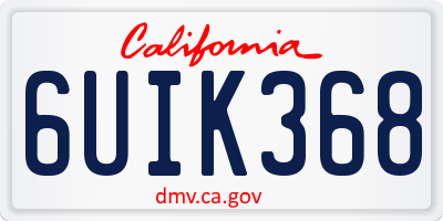 CA license plate 6UIK368