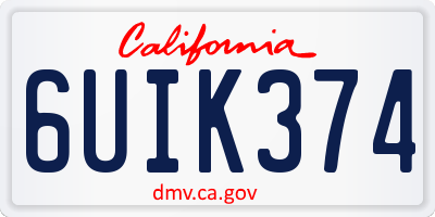 CA license plate 6UIK374